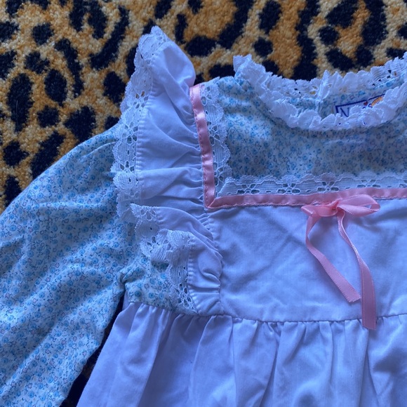 Vintage Nanas Pet floral print embroidered long sleeve tie long sleeve dress - Picture 2 of 11